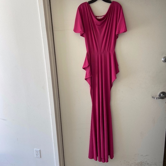 Magenta Short Sleeve Long Dress - Picture 1 of 3
